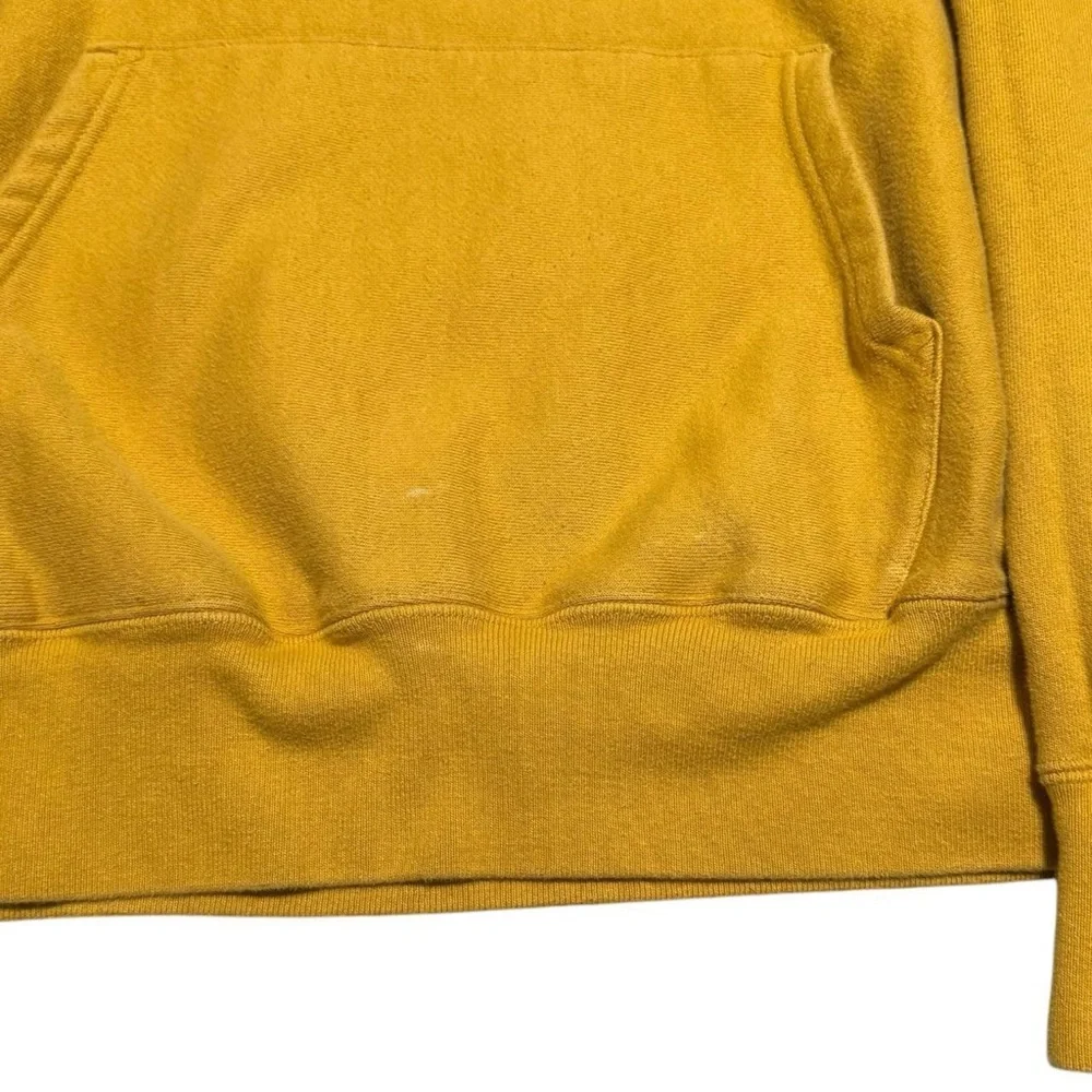 Champion Reverse Weave Yellow Stained Hoodie Sweatshirt Adult Medium